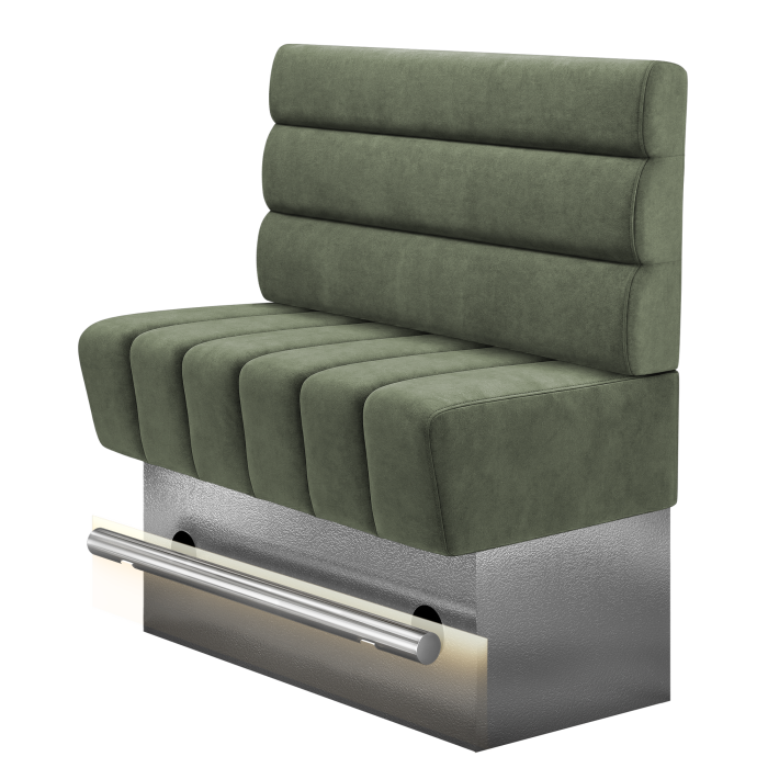TANJA | Gastro Hochbank | B:H 100 x 126 cm | Grün | Horizontal Gestreift Rund | Samt | LED