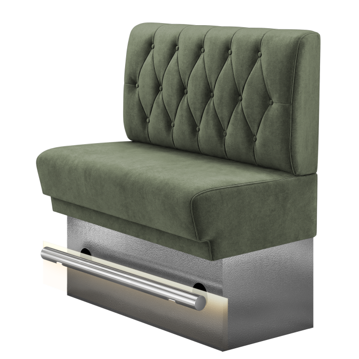 TATJANA | Gastro Hochbank | B:H 100 x 136 cm | Grün | Chesterfield Raute | Samt | LED