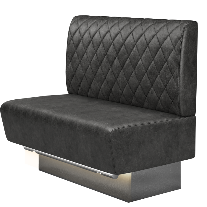 DENVER BIG | Gastro Hochbank | B:H 100 x 136 cm | Schwarz | Raute | Wildleder | LED