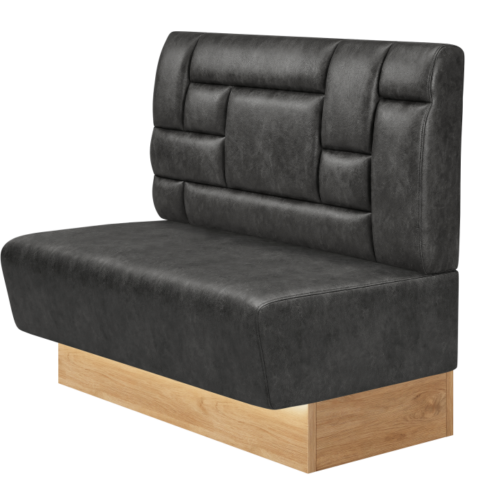 DENVER BIG | Gastrobank | B:H 100 x 103 cm | Schwarz | Tetris Design | Wildleder | LED
