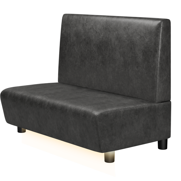 DENVER BIG | Gastro Lounge Bank | B:H 100 x 94 cm | Schwarz | Glatt | Wildleder | LED