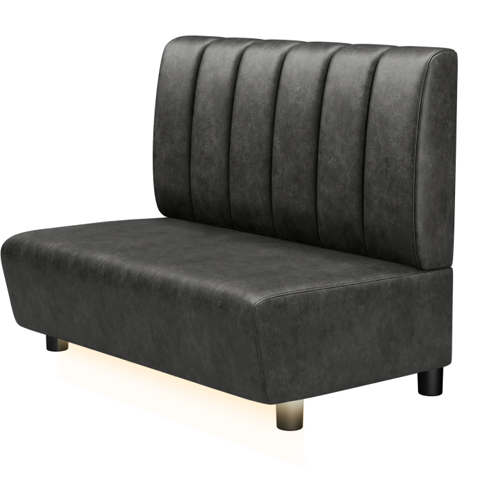 DENVER BIG | Gastro Lounge Bank | B:H 100 x 94 cm | Schwarz | Gestreift | Wildleder | LED