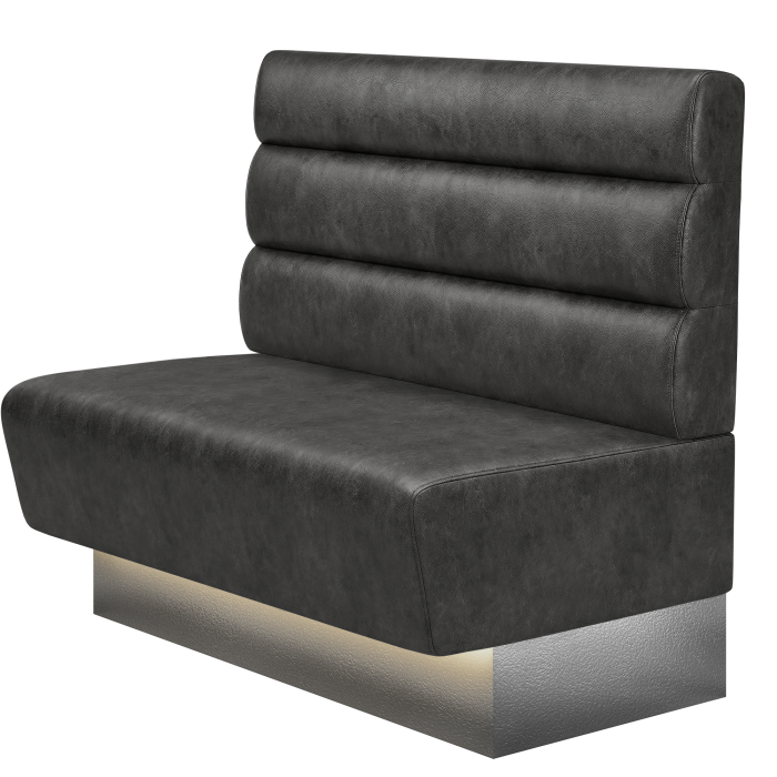 DENVER BIG | Gastrobank | B:H 100 x 103 cm | Schwarz | Horizontal Gestreift Rund | Wildleder | LED