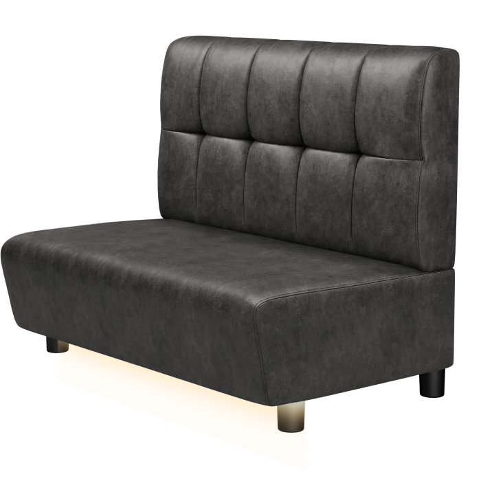 DENVER BIG | Gastro Lounge Bank | B:H 100 x 94 cm | Schwarz | Button | Wildleder | LED