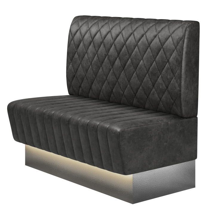 MATILDA | Gastrobank | B:H 100 x 103 cm | Schwarz | Raute | Wildleder | LED