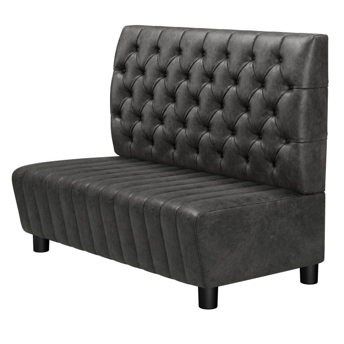 MATILDA | Gastro Lounge Bank | B:H 100 x 94 cm | Schwarz | Chesterfield | Wildleder