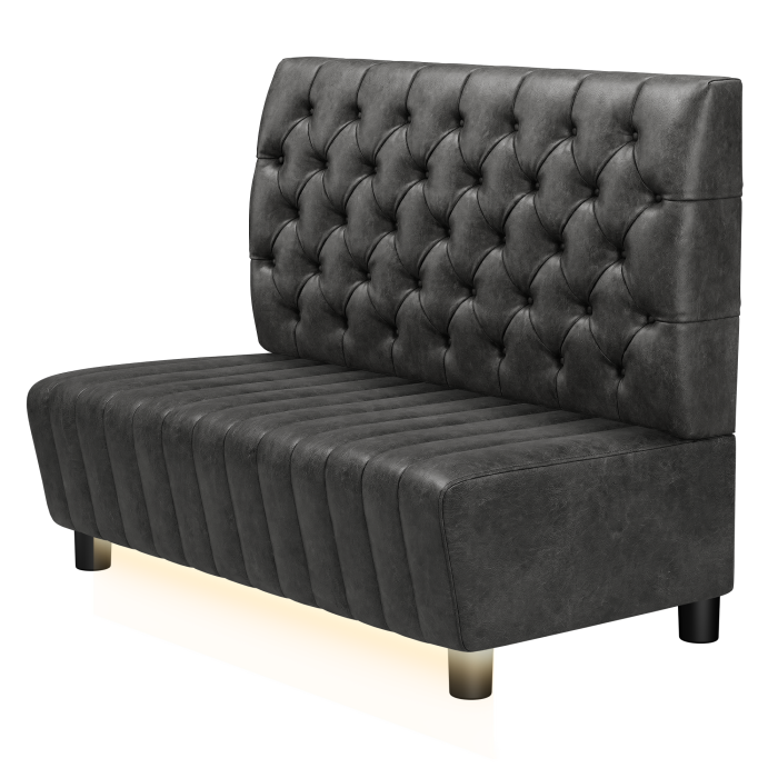 MATILDA | Gastro Lounge Bank | B:H 100 x 94 cm | Schwarz | Chesterfield | Wildleder | LED