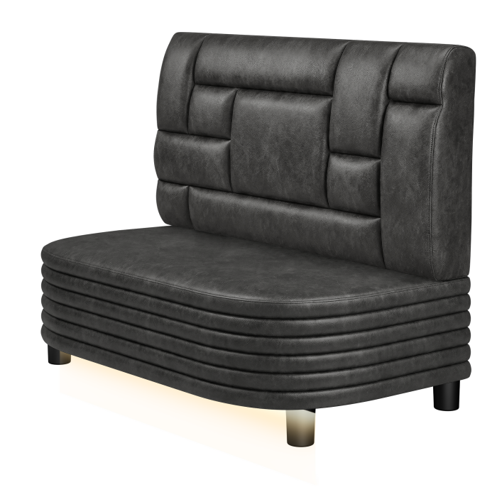 MATTHIAS | Gastro Lounge Bank | B:H 100 x 94 cm | Schwarz | Tetris Design | Wildleder | LED