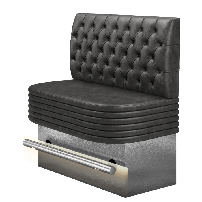 MATTHIAS | Gastro Hochbank | B:H 100 x 136 cm | Schwarz | Chesterfield | Wildleder | LED