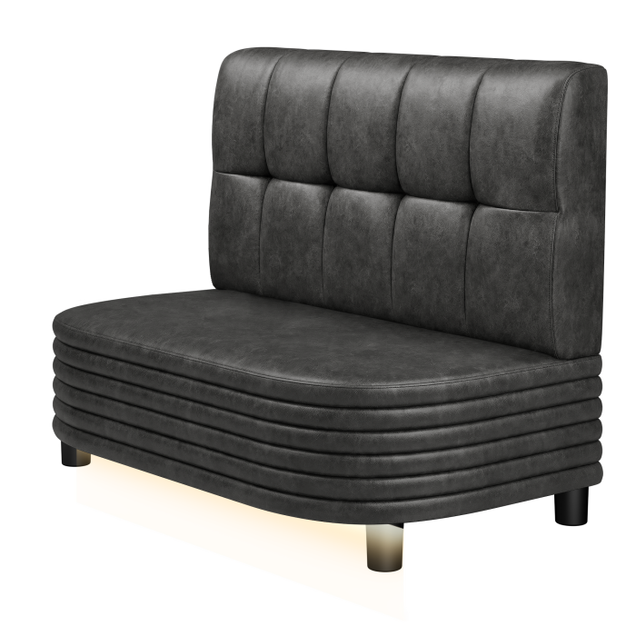 MATTHIAS | Gastro Lounge Bank | B:H 100 x 94 cm | Schwarz | Button | Wildleder | LED