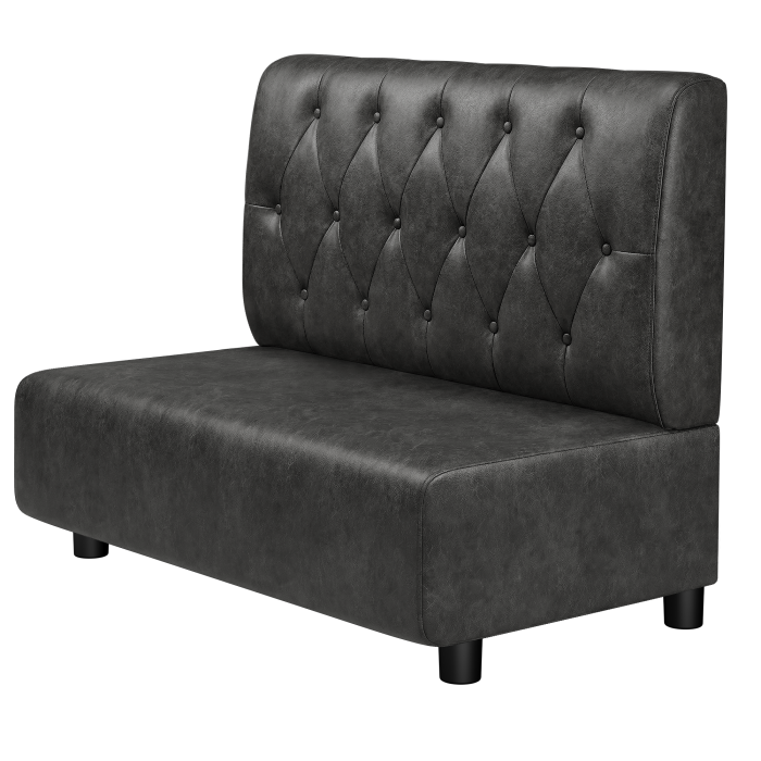 MELISSA | Gastro Lounge Bank | B:H 100 x 94 cm | Schwarz | Chesterfield Raute | Wildleder