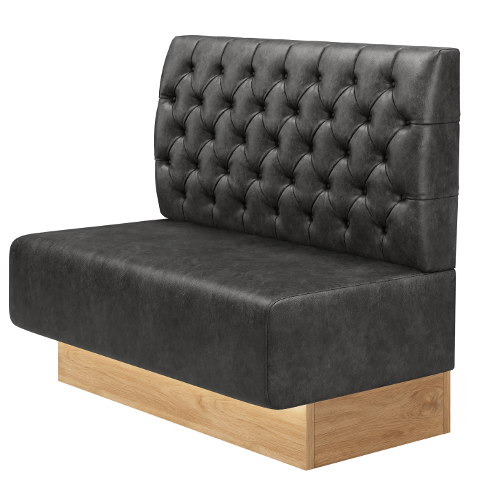 MELISSA | Gastrobank | B:H 100 x 103 cm | Schwarz | Chesterfield | Wildleder | LED