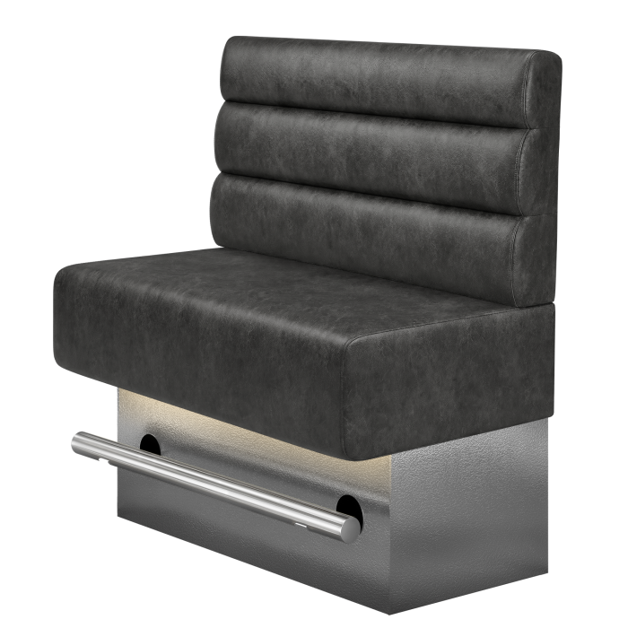 MELISSA | Gastro Hochbank | B:H 100 x 136 cm | Schwarz | Horizontal Gestreift Rund | Wildleder | LED