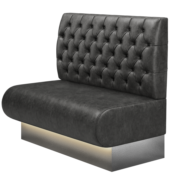 NINVA | Gastrobank | B:H 100 x 103 cm | Schwarz | Chesterfield | Wildleder | LED