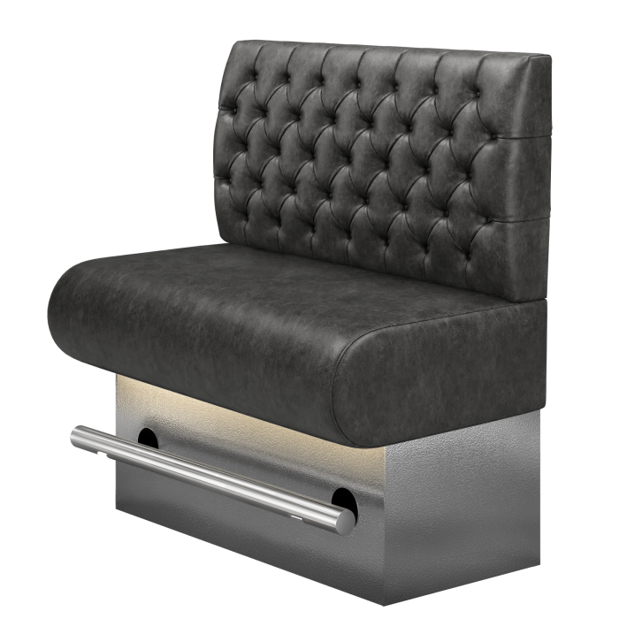 NINVA | Gastro Hochbank | B:H 100 x 136 cm | Schwarz | Chesterfield | Wildleder | LED