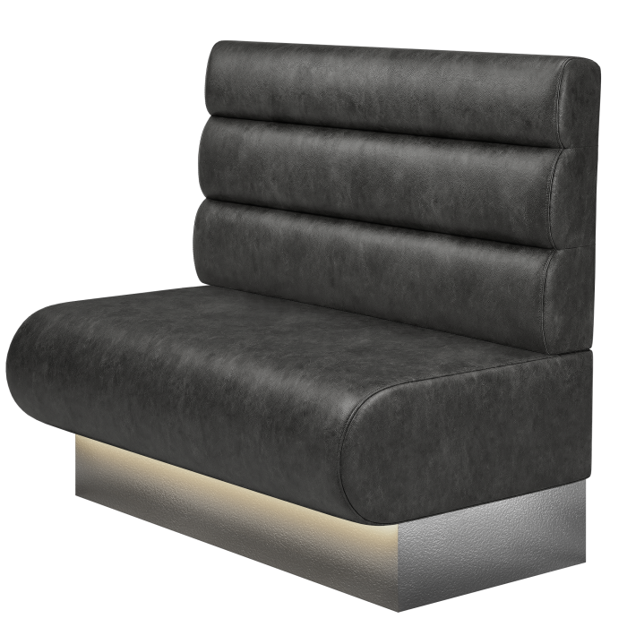 NINVA | Gastrobank | B:H 100 x 103 cm | Schwarz | Horizontal Gestreift Rund | Wildleder | LED