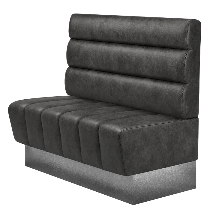 TANJA | Gastrobank | B:H 100 x 103 cm | Schwarz | Horizontal Gestreift Rund | Wildleder