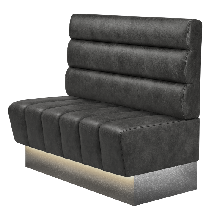 TANJA | Gastrobank | B:H 100 x 103 cm | Schwarz | Horizontal Gestreift Rund | Wildleder | LED