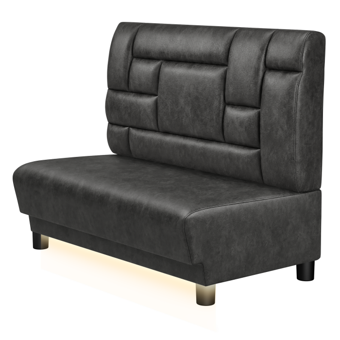 TATJANA | Gastro Lounge Bank | B:H 100 x 94 cm | Schwarz | Tetris Design | Wildleder | LED