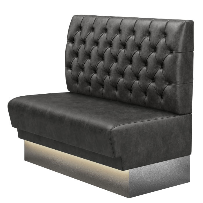 TATJANA | Gastrobank | B:H 100 x 103 cm | Schwarz | Chesterfield | Wildleder | LED