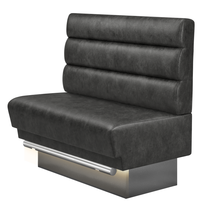 TATJANA | Gastro Hochbank | B:H 100 x 126 cm | Schwarz | Horizontal Gestreift Rund | Wildleder | LED