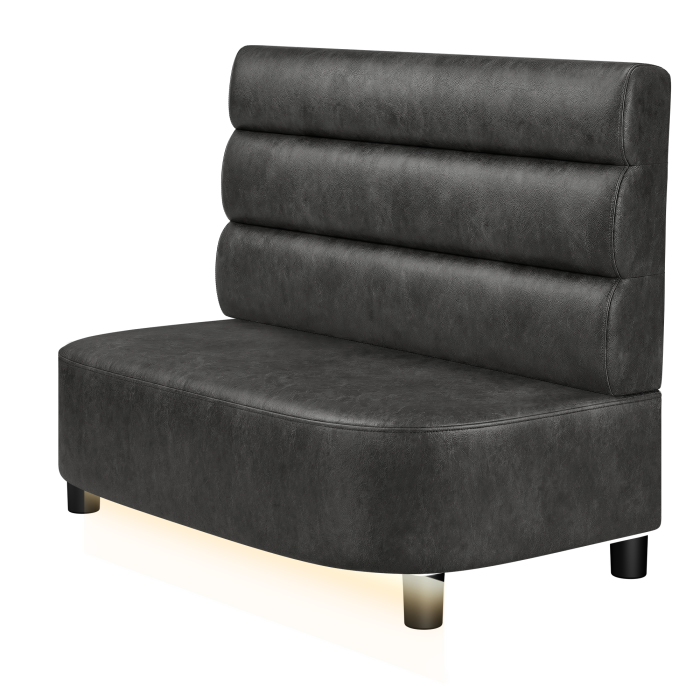 THOMAS | Gastro Lounge Bank | B:H 100 x 94 cm | Wildleder | Horizontal Gestreift Rund | Wildleder | LED