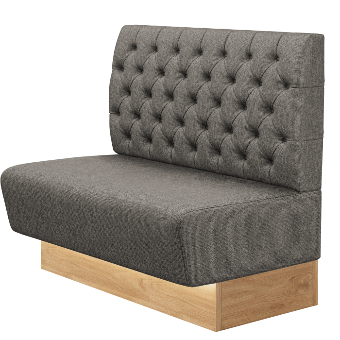 DENVER BIG | Gastrobank | B:H 100 x 103 cm | Grau | Chesterfield | Stoff/Textil | LED