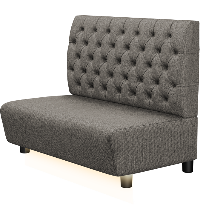 DENVER BIG | Gastro Lounge Bank | B:H 100 x 94 cm | Grau | Chesterfield | Stoff/Textil | LED