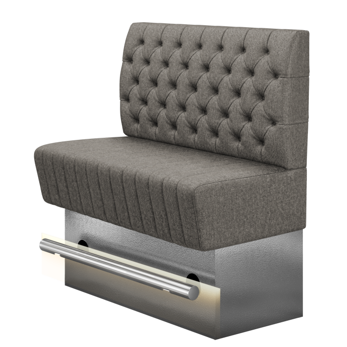 MATILDA | Gastro Hochbank | B:H 100 x 136 cm | Grau | Chesterfield | Stoff/Textil | LED