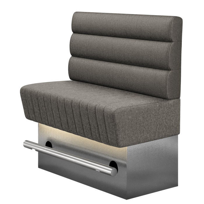 MATILDA | Gastro Hochbank | B:H 100 x 126 cm | Grau | Horizontal Gestreift Rund | Stoff/Textil | LED