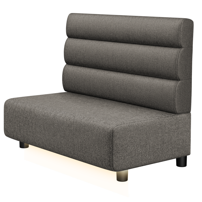MELISSA | Gastro Lounge Bank | B:H 100 x 94 cm | Grau | Horizontal Gestreift Rund | Stoff/Textil | LED