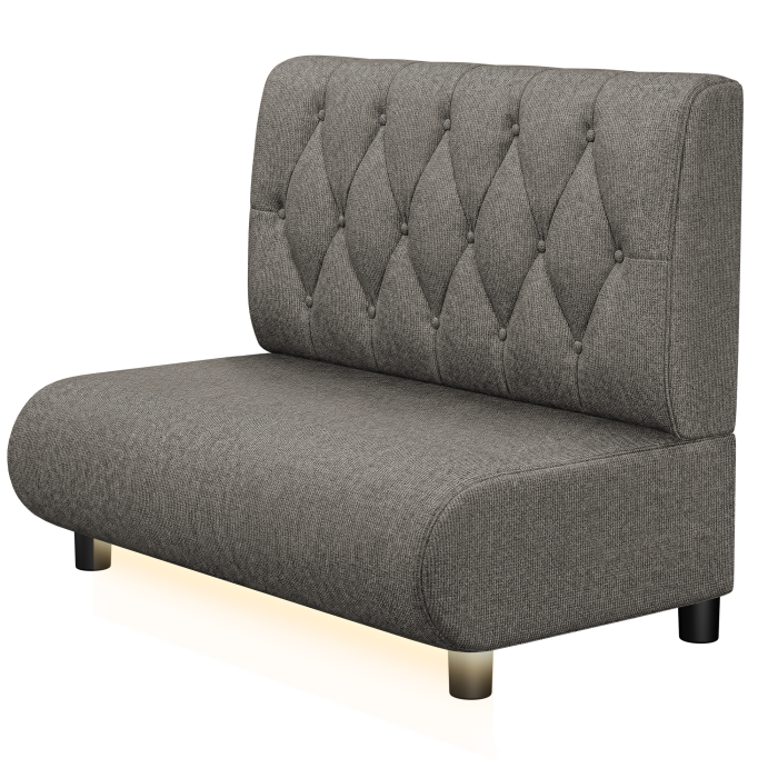 NINVA | Gastro Lounge Bank | B:H 100 x 94 cm | Grau | Chesterfield Raute | Stoff/Textil | LED