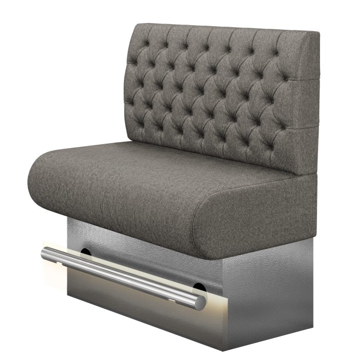 NINVA | Gastro Hochbank | B:H 100 x 136 cm | Grau | Chesterfield | Stoff/Textil | LED