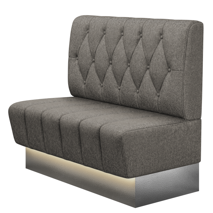 TANJA | Gastrobank | B:H 100 x 103 cm | Grau | Chesterfield Raute | Stoff/Textil | LED
