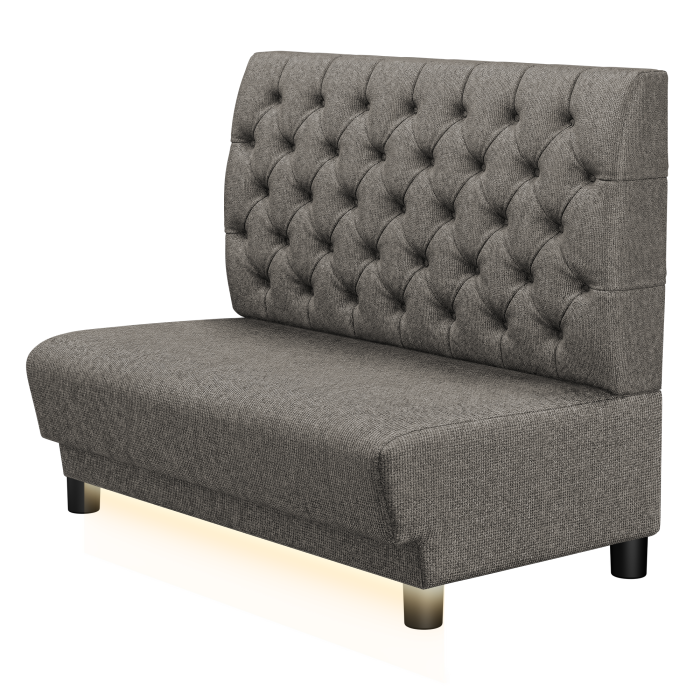 TATJANA | Gastro Lounge Bank | B:H 100 x 94 cm | Grau | Chesterfield | Stoff/Textil | LED