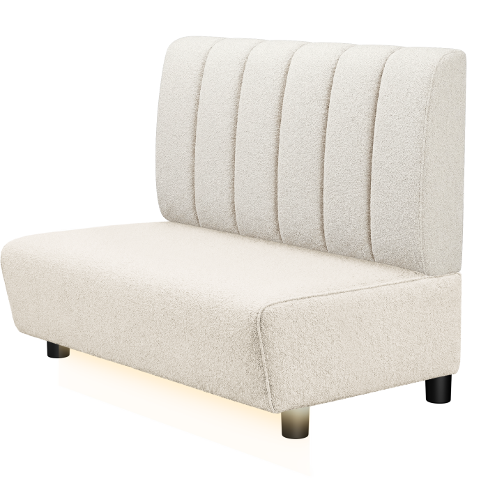 DENVER BIG | Gastro Lounge Bank | B:H 100 x 94 cm | Creme | Gestreift | Teddystoff | LED