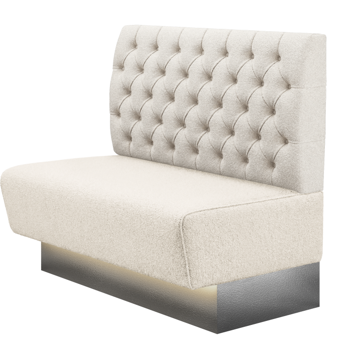 DENVER BIG | Gastrobank | B:H 100 x 103 cm | Creme | Chesterfield | Teddystoff | LED