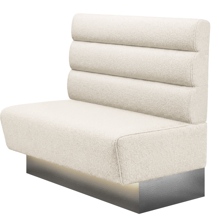DENVER BIG | Gastrobank | B:H 100 x 103 cm | Creme | Horizontal Gestreift Rund | Teddystoff | LED