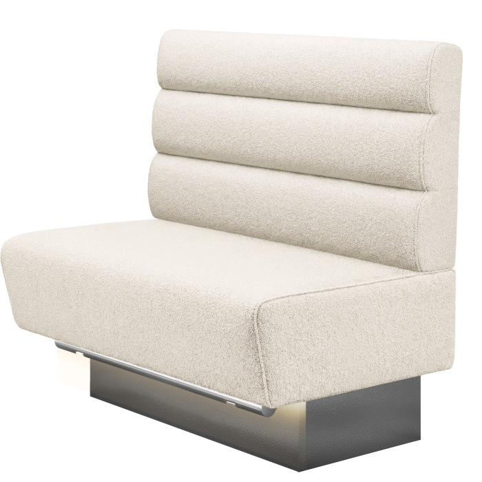DENVER BIG | Gastro Hochbank | B:H 100 x 136 cm | Creme | Horizontal Gestreift Rund | Teddystoff | LED