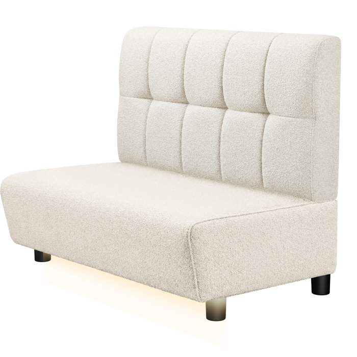 DENVER BIG | Gastro Lounge Bank | B:H 100 x 94 cm | Creme | Button | Teddystoff | LED