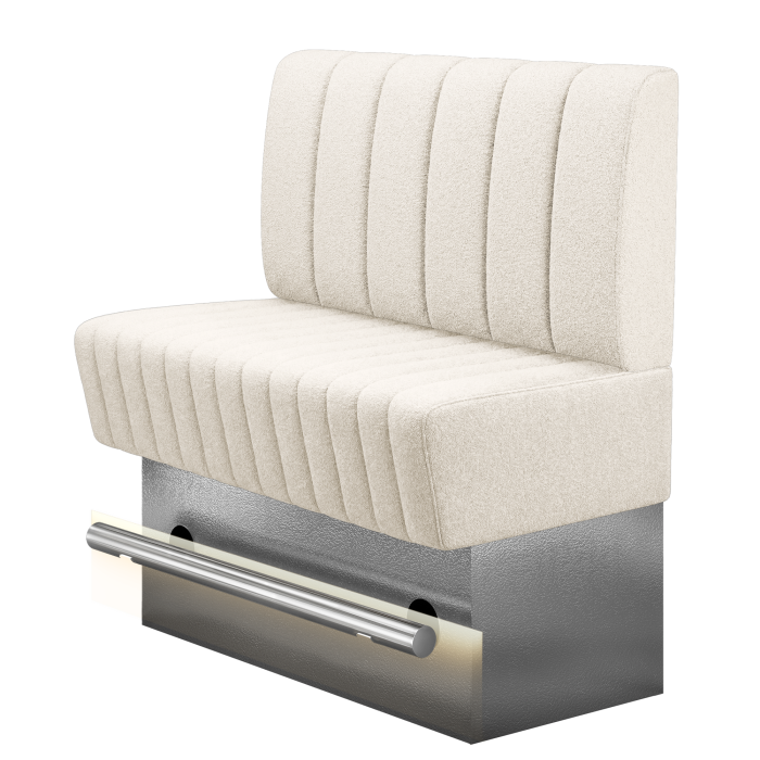 MATILDA | Gastro Hochbank | B:H 100 x 136 cm | Creme | Gestreift | Teddystoff | LED