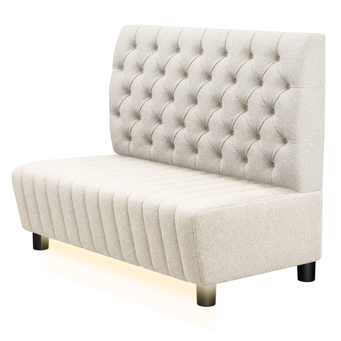 MATILDA | Gastro Lounge Bank | B:H 100 x 94 cm | Creme | Chesterfield | Teddystoff | LED