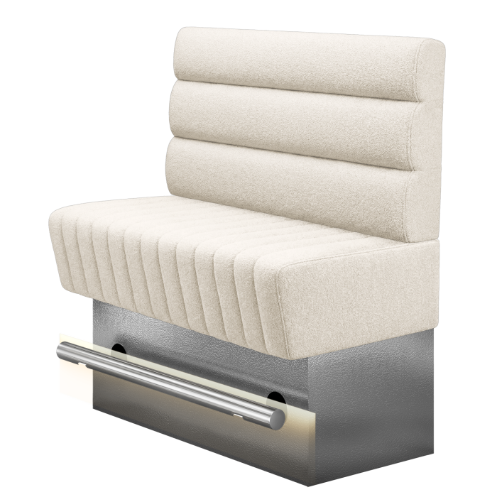 MATILDA | Gastro Hochbank | B:H 100 x 136 cm | Creme | Horizontal Gestreift Rund | Teddystoff | LED