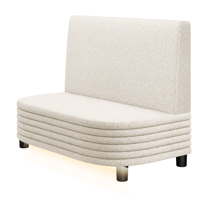 MATTHIAS | Gastro Lounge Bank | B:H 100 x 94 cm | Creme | Glatt | Teddystoff | LED
