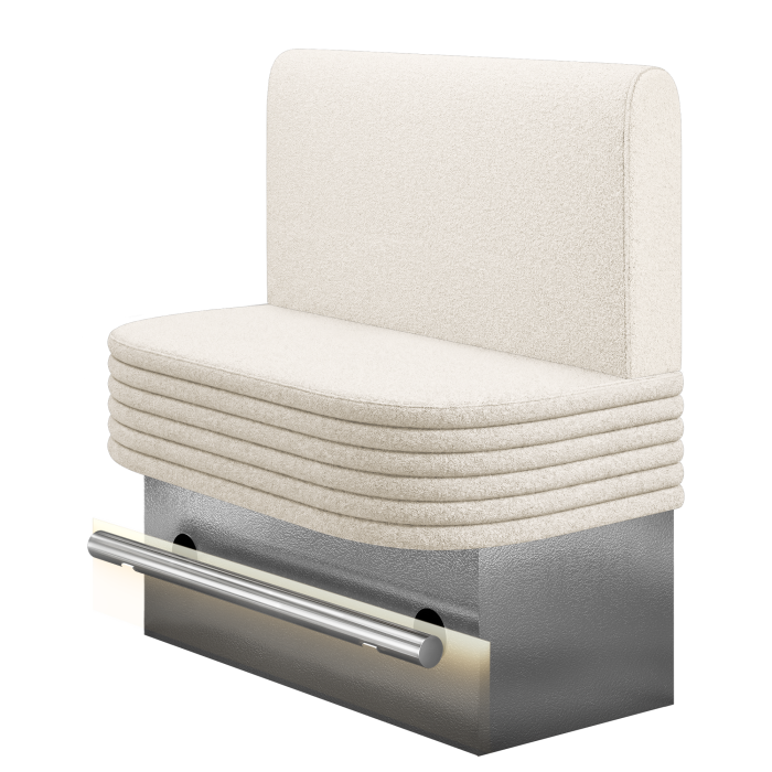 MATTHIAS | Gastro Hochbank | B:H 100 x 136 cm | Creme | Glatt/ Rund | Teddystoff | LED