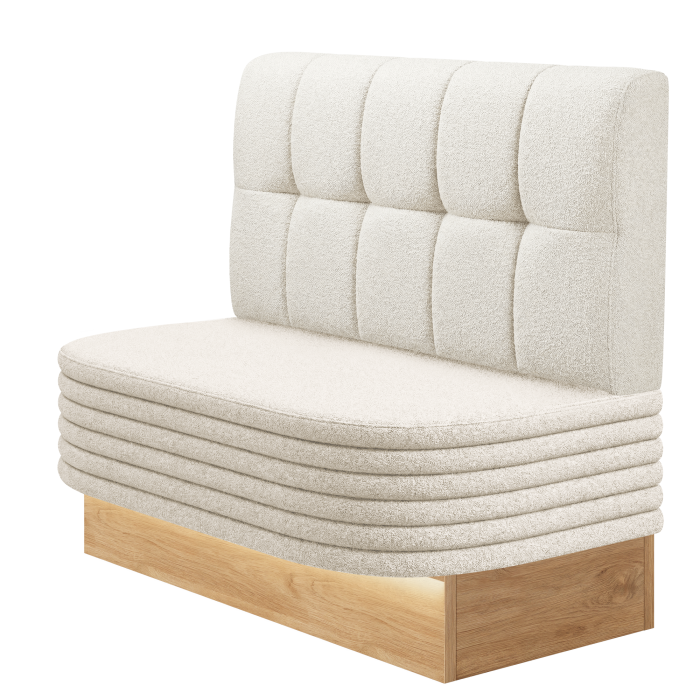 MATTHIAS | Gastrobank | B:H 100 x 103 cm | Creme | Button | Teddystoff | LED