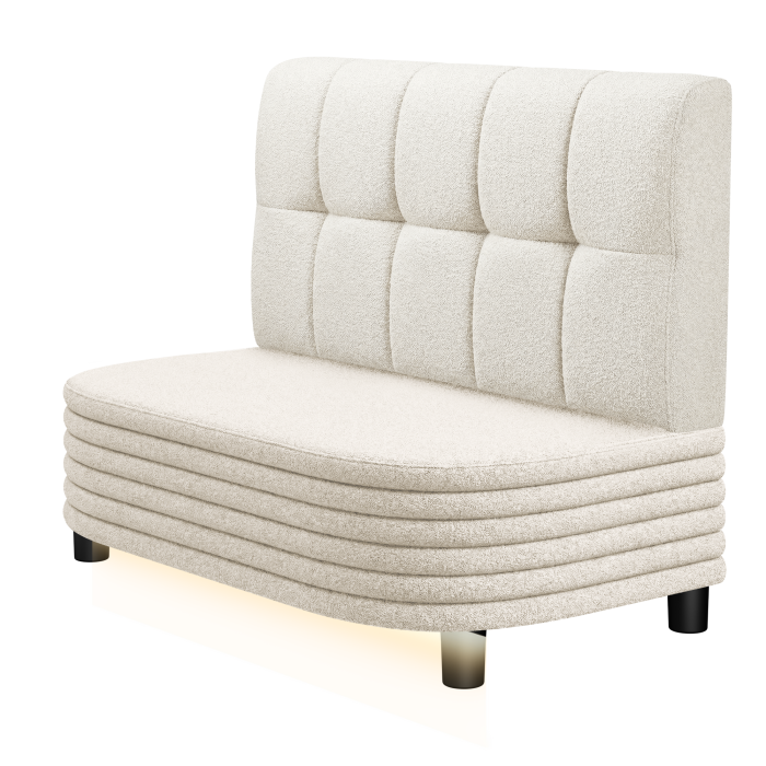 MATTHIAS | Gastro Lounge Bank | B:H 100 x 94 cm | Creme | Button | Teddystoff | LED