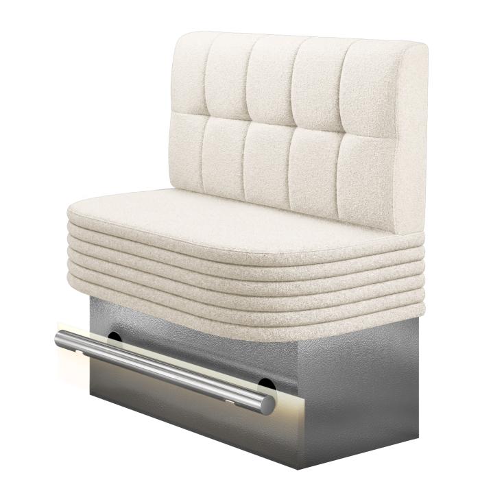 MATTHIAS | Gastro Hochbank | B:H 100 x 126 cm | Creme | Button | Teddystoff | LED