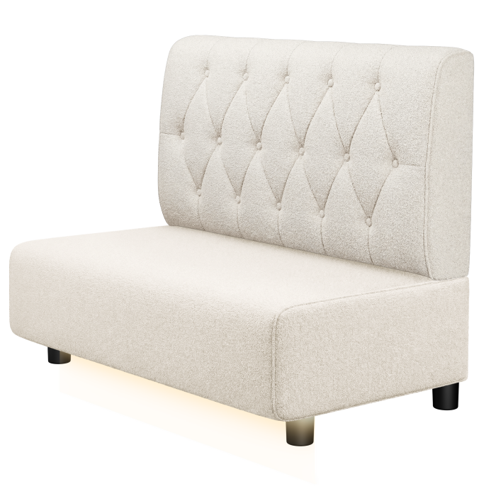 MELISSA | Gastro Lounge Bank | B:H 100 x 94 cm | Creme | Chesterfield Raute | Teddystoff | LED