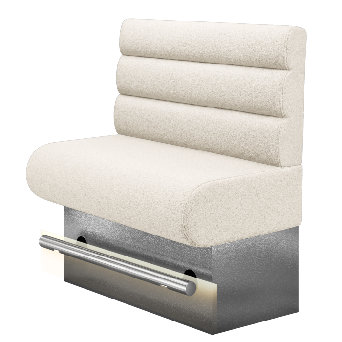NINVA | Gastro Hochbank | B:H 100 x 126 cm | Creme | Horizontal Gestreift Rund | Teddystoff | LED